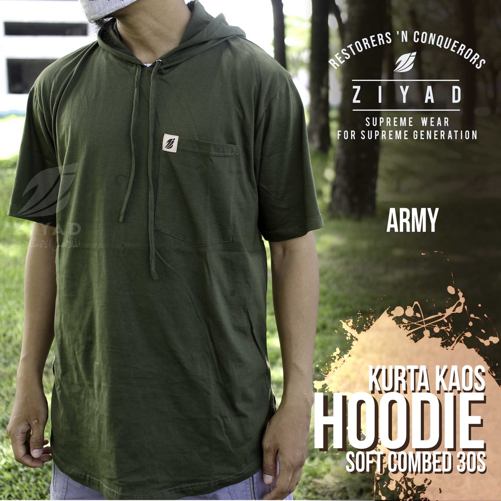 Kurta Kaos Pria Hoodie Combed 30s Premium Army Kurta Kaos Dewasa Kaos Kurta Pria