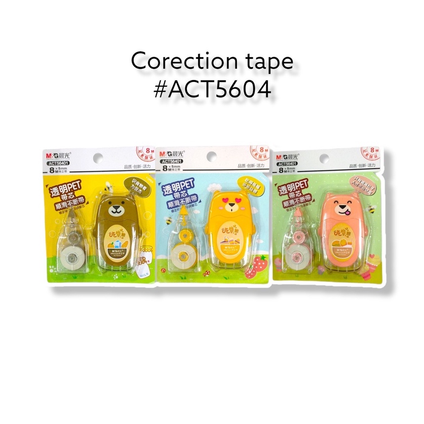 

Corection Tape Impor M&G Motif Bear / Tipex Kertas Free Refil Corection Tape 1 pcs #ACT56401 Satuan – SHESB