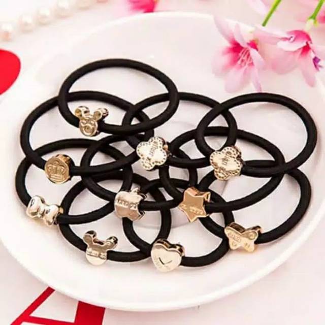 Ikat rambut polos hitan korea tebal