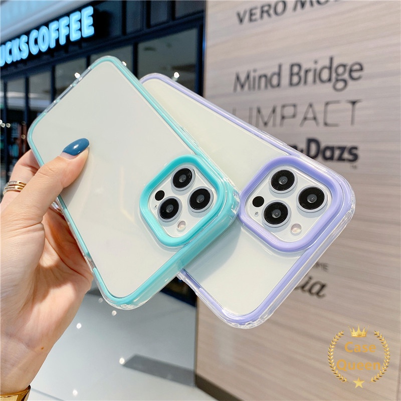 4 in 1 Case Macaron Simple Shockproof Untuk Oppo A7 A12 A15 A16 A16s A54 A15s A1k A52 A95 A74 A72 A92 A5s A3s A9 A53 A33 A32 A31 A35 4F 5F 6 Soft Case Untuk Iphone