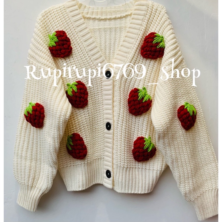 Strawberry rajut 6cm dan 9cm