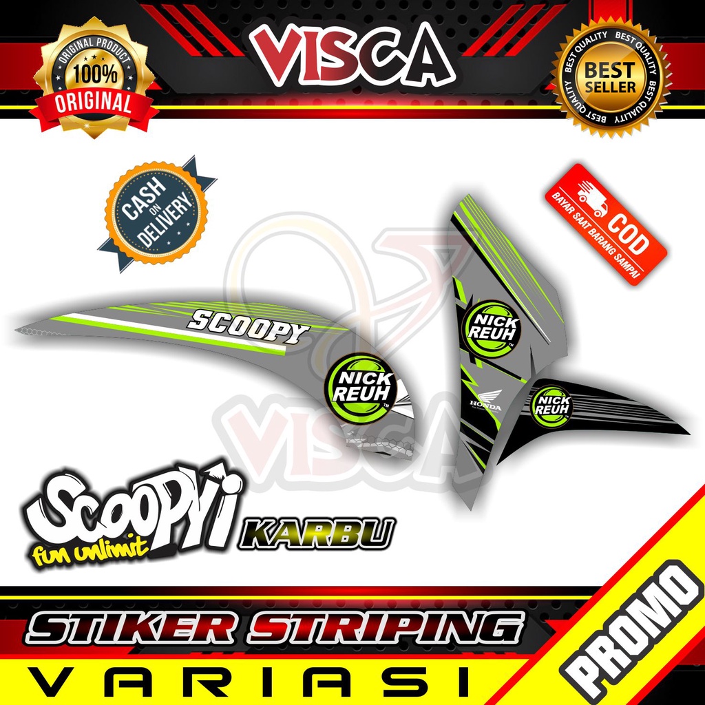 Striping Scoopy Karbu -  Sticker Striping Variasi Lis Scoopy Karbu - Striping Hologram - Nickreuh