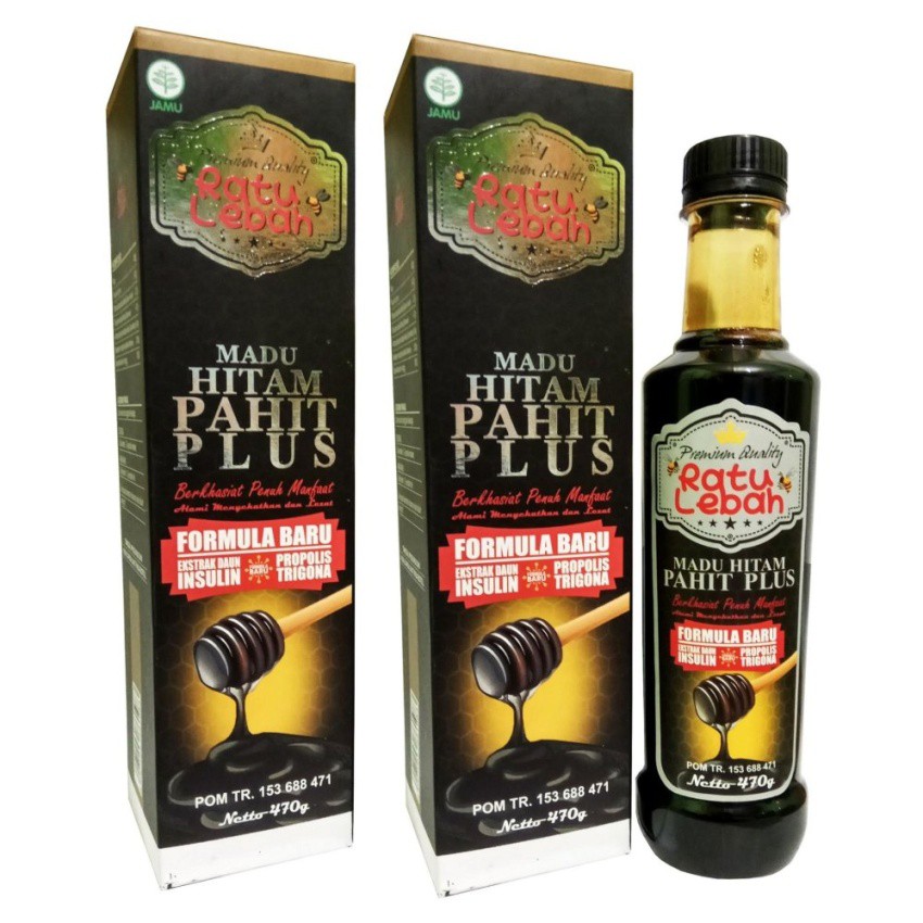 Madu Hitam Pahit Ratu Lebah Plus ekstrak propolis isi 470 ml