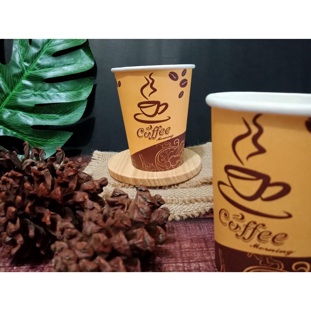 PAPER CUP 8OZ / GELAS KERTAS MOTIF KOPI CUP COFFE ISI 50 PCS