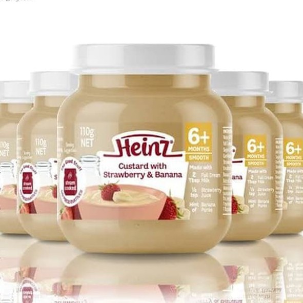 Heinz Pure Custard With Strawberry &amp; Banana 110g Makan Selingan Bayi