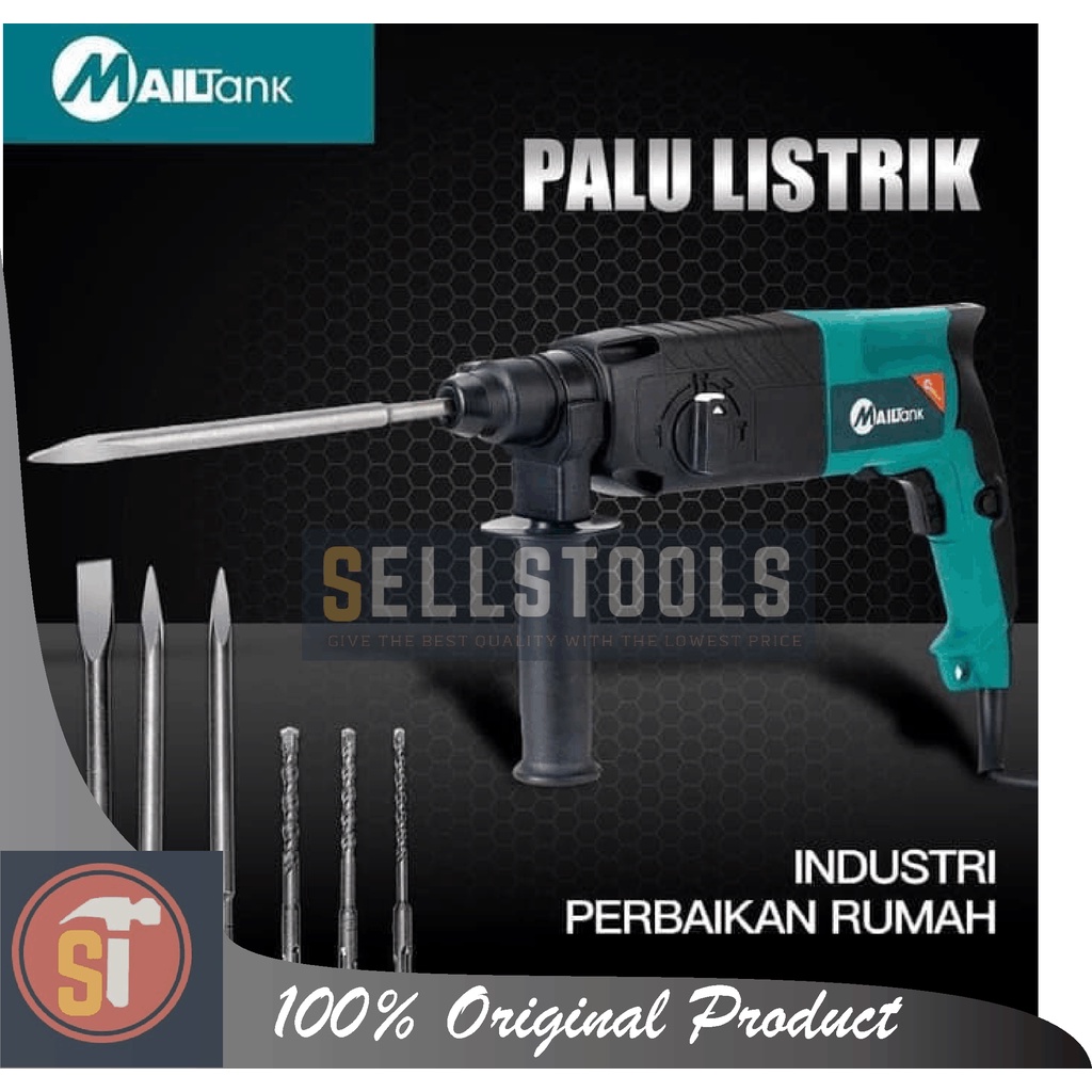 MAILTANK Mesin Bor Bobok Beton Mailtank SH 04 Hammer Drill Bor Penghancur Beton 26 MM Palu Listrik E
