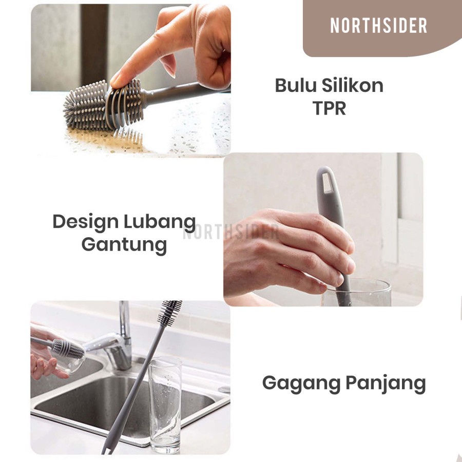 SIKAT BOTOL GELAS SILIKON GAGANG PANJANG | SILICONE BOTTLE BRUSH 2088