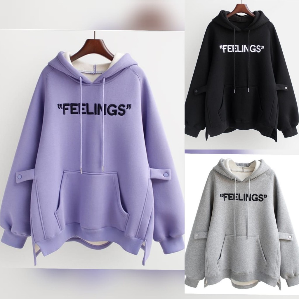 SWEATER HOODIE WANITA - FEELINGS HODIE SWEATER OVERSIZE - SWEATSHIRT SWEATER