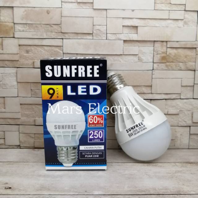 Sunfree Bulb Lampu LED 9 Watt Putih / Cool Daylight
