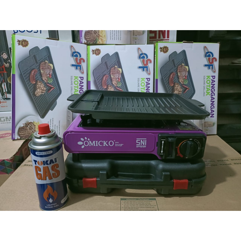 Omicko kompor portable 2IN1 [KALENG/TABUNG] 1 TUNGKU ) + pilih paketan