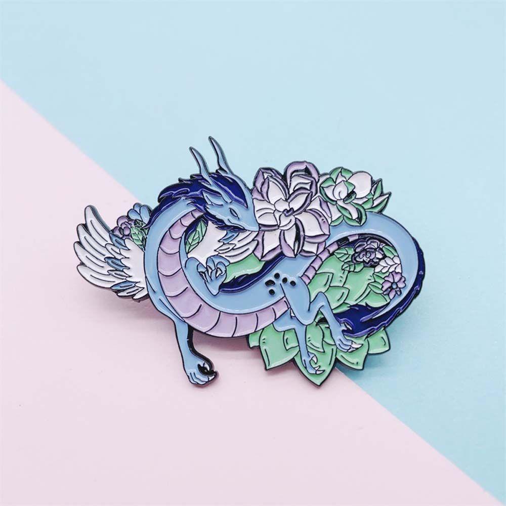 Lanfy Naga Bros Hadiah Untuk Wanita Pria Hadiah Untuk Anak-Anak Perhiasan Aksesoris Kerah Bros Naga Lencana Pin Enamel Pin