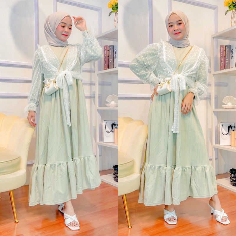 Gamis rompi papermea | gamis knit rompi | Gamis brokat