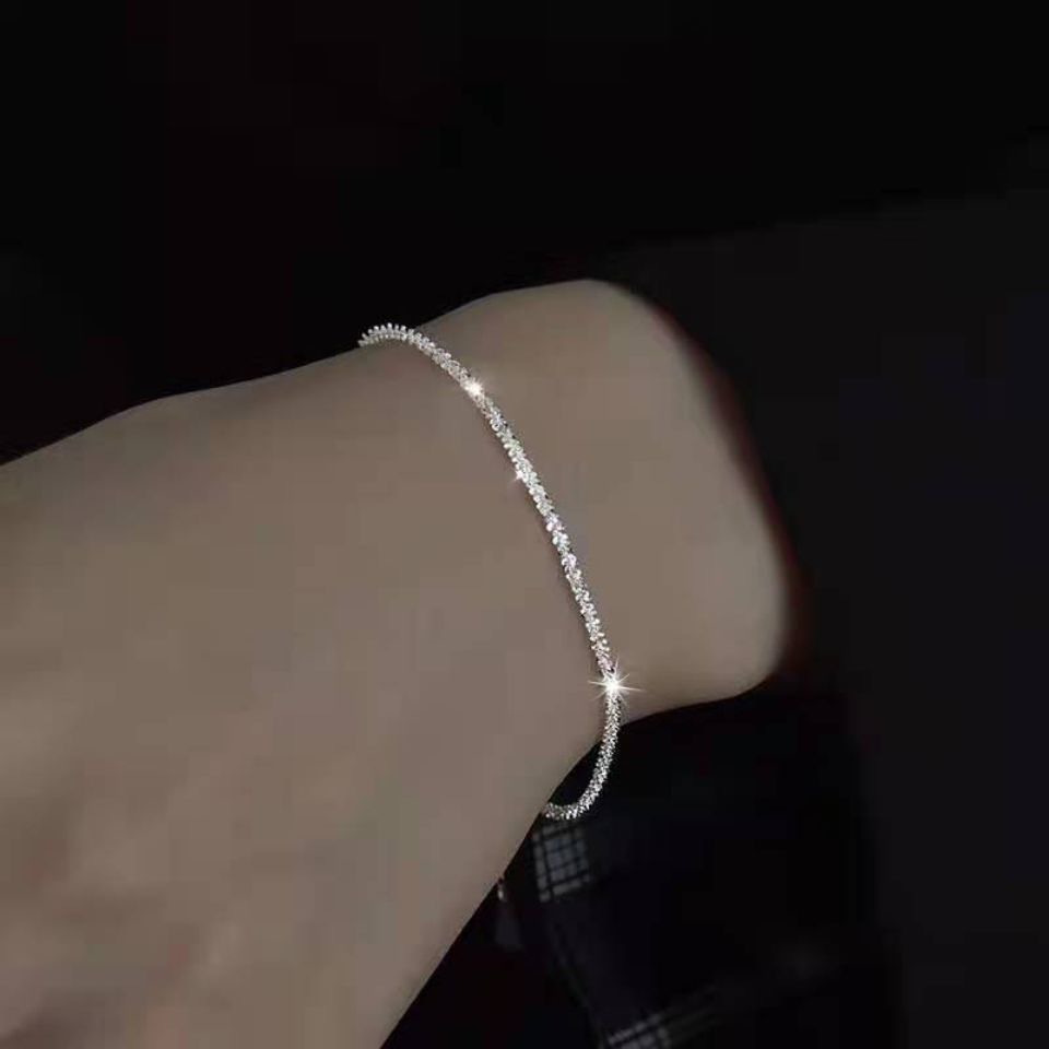 Mantianxing Gelang Siswa Perempuan Versi Korea ins Gelang Pacar Gelang Perhiasan Tangan Sederhana Gelang Perak Rantai Lapisan Ganda