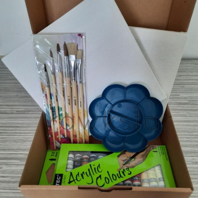 

PERALATAN MELUKIS PAKET B LUKIS KANVAS 20X20 PAINTING FOR KIDS ARTS ALAT LUKIS