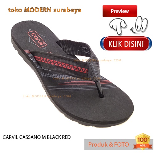 CARVIL CASSANO M BLACK RED sandal pria casual sandal jepit spons