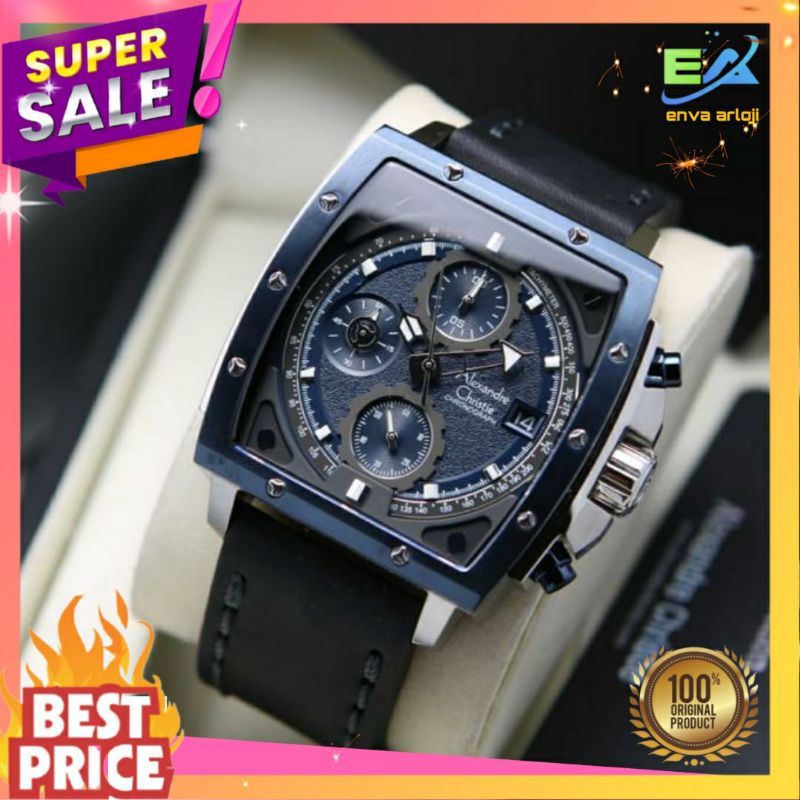 JAM TANGAN ALEXANDER CHRISTIE PRIA AC 6376 ORIGINAL TERBARU MURAH ORI ANALOG TALI KULIT LEATHER