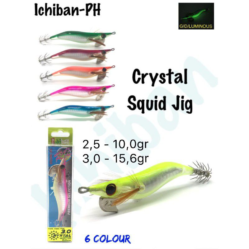 SQUID JIG CRYSTAL ICHIBAN GID KAIL CUMI UKURAN 2.2 2.5 3.0 3.5 UMPAN CUMI TERLARIS