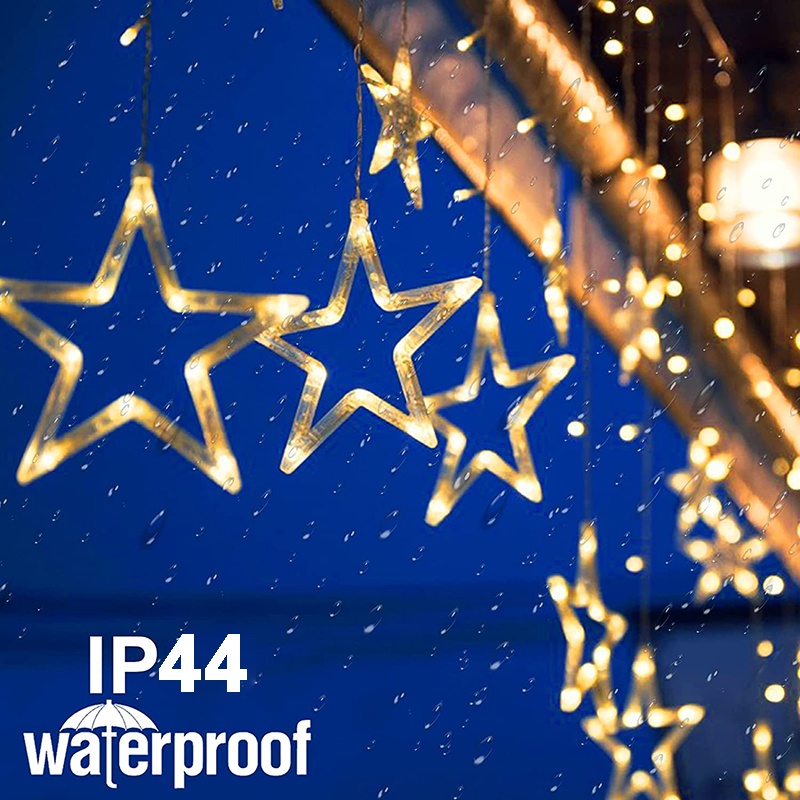 2025 lampu ramadhan 4 meter lampu hias natal lampu kelap kelip lampu tirai bintang bulan waterproof lampu kamar aesthetic lampu hias kamar with eu plug