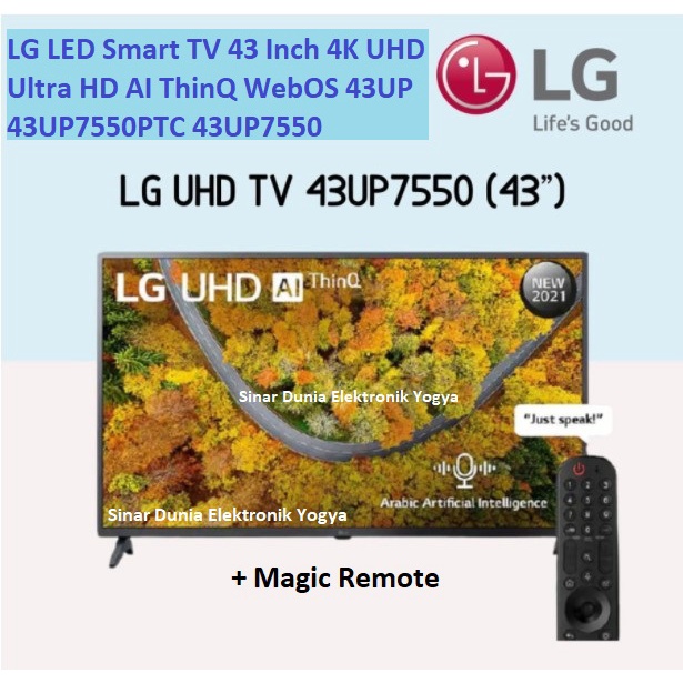 LG LED Smart TV 43&quot; UHD 4K Ultra HD AI ThinQ 43UP7550PTC 43UP7550 43UP