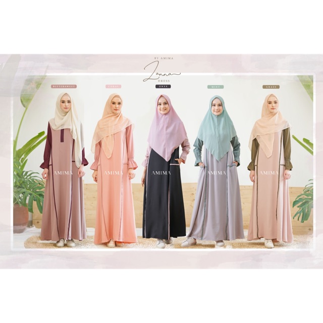 Zanna Dress Gamis Casual Cantik Bahan Lady Zara by Amima
