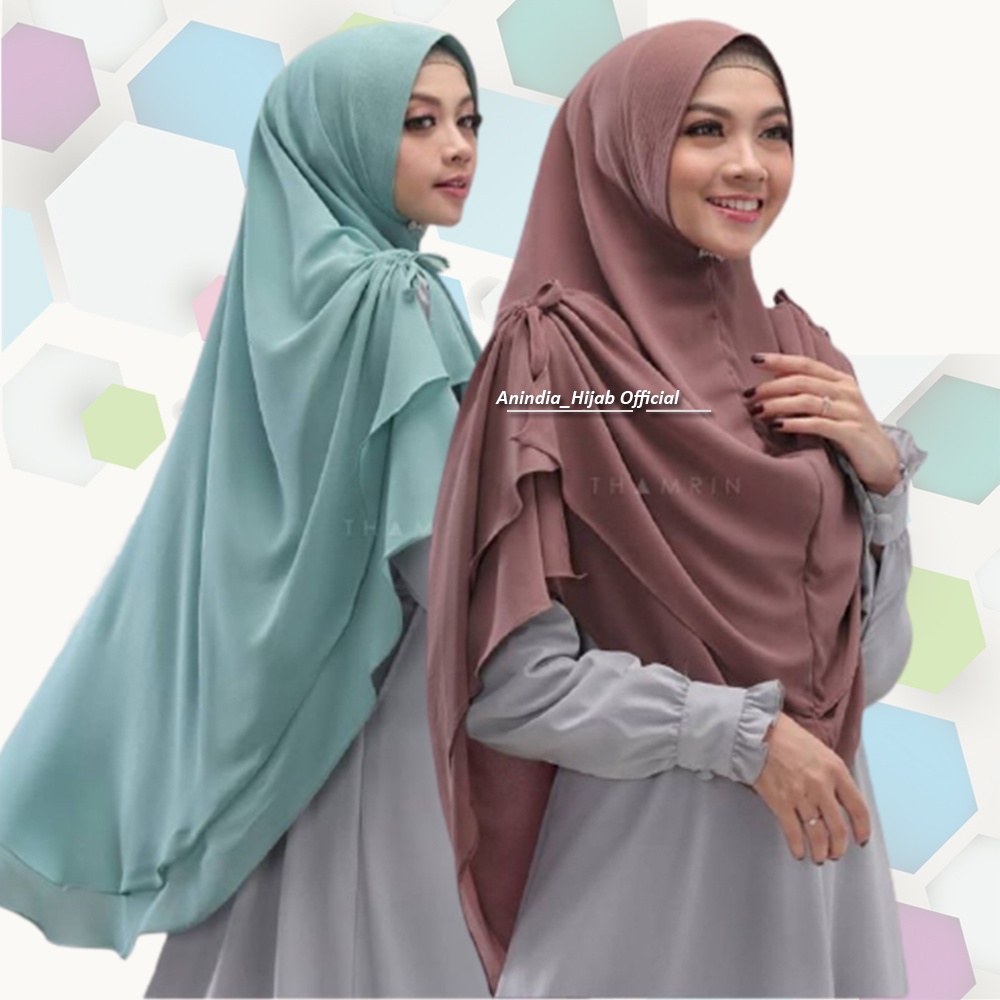 Jilbab Termurah 2 Layer Khimar Syari Jumbo Ceruty Hijab Jumbo Maharani M2