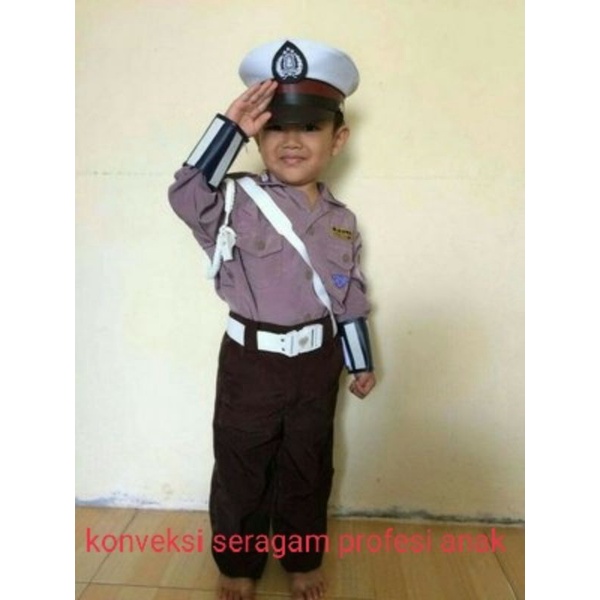 Baju Seragam Polisi Anak TK | POCIL Kostum Carnaval | Paket Komplit |  Size S | Size M | SIze L | Size XL| Size XXL