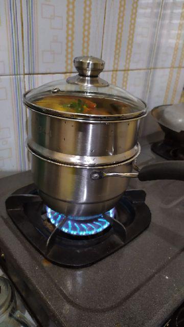 Panci Sauce Pan With Steamer 2 Susun Subron / Panci Kukus 16 Cm