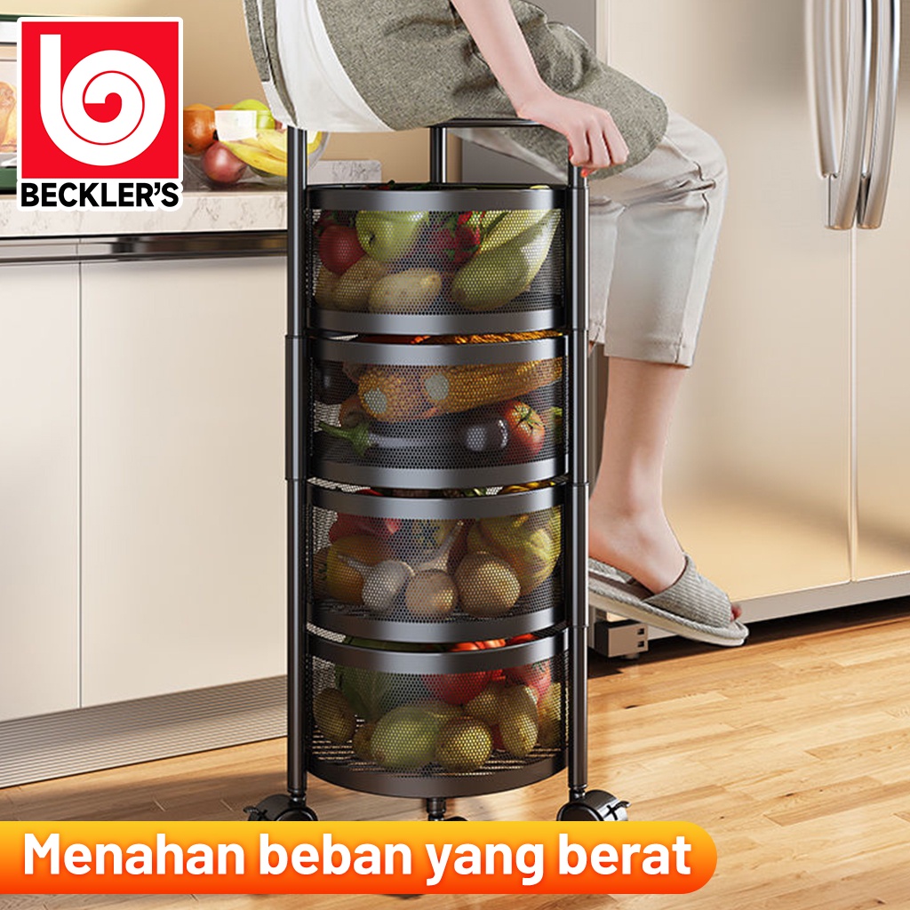 Rak Besi Troli Susun Putar Serbaguna Tingkat Model Bulat/Rotary Multilayer Organizer/Rak Dapur MultiFungsi