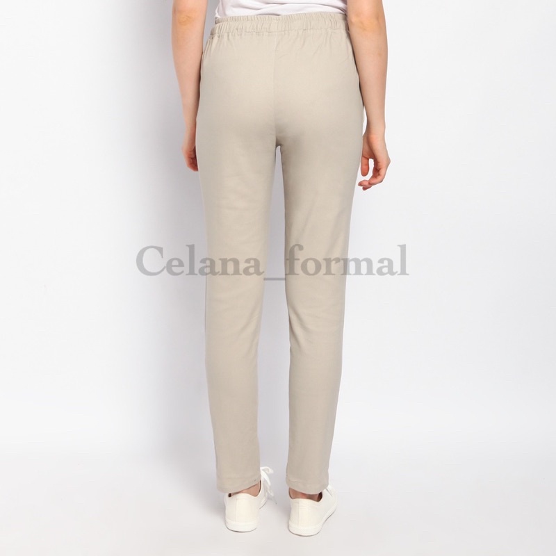 CHINO PANTS WANITA PINGGANG KARET SLIM KATUN TWILL | CHINO WANITA/CHINOS WANITA/CELANA CASUAL WANITA (BAGGY PANTS )