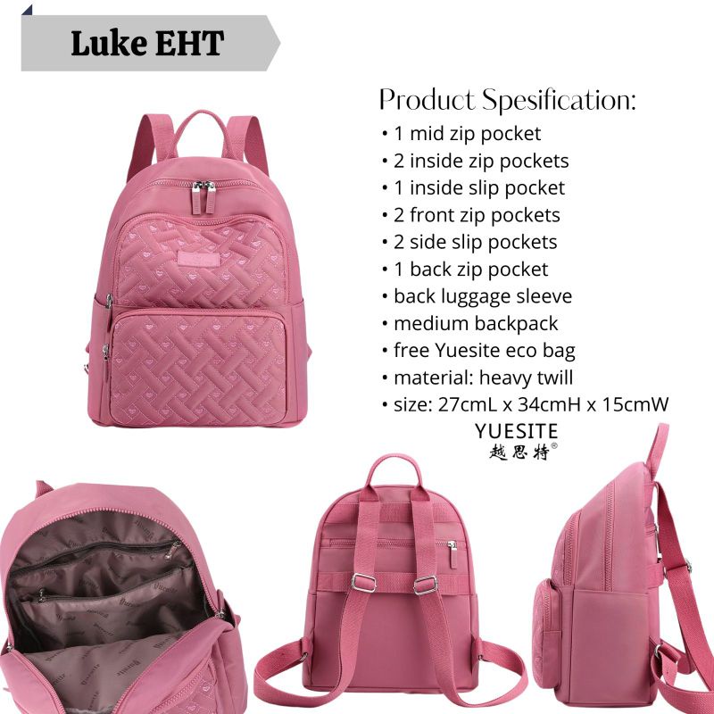 Backpack tas ransel wanita yuesite luke medium