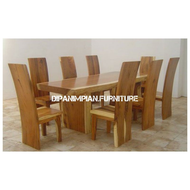 Meja makan trembesi 8 kursi-satu set meja makan trembesi-meja trembesi