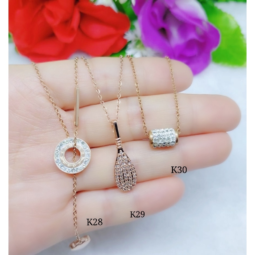 Kalung titanium permata perhiasan fashion K28-32