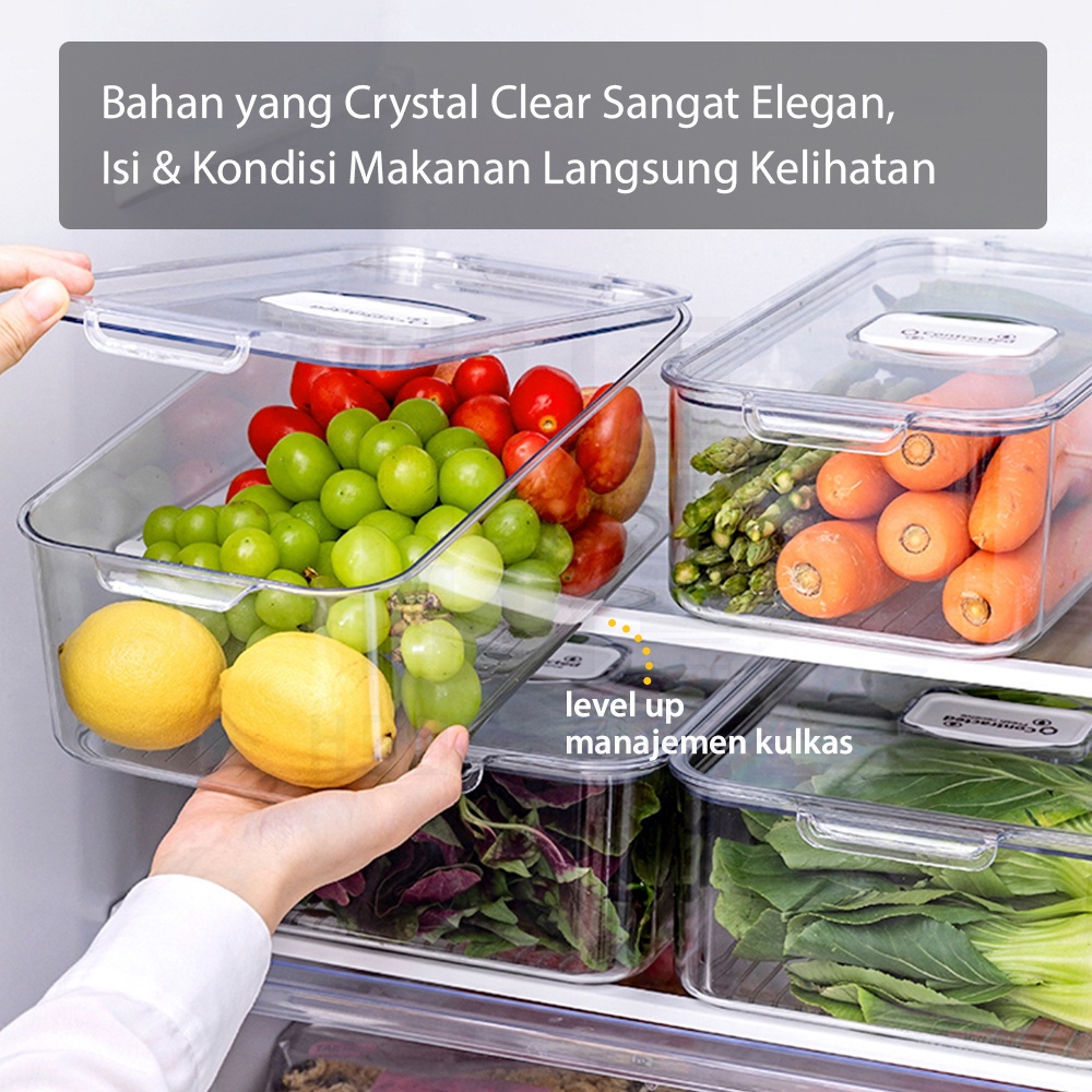 HUGO Kotak Makanan Kontainer Kulkas Wadah Penyimpanan Kulkas Food Storage Box Kotak Penyimpanan Buah Sayur