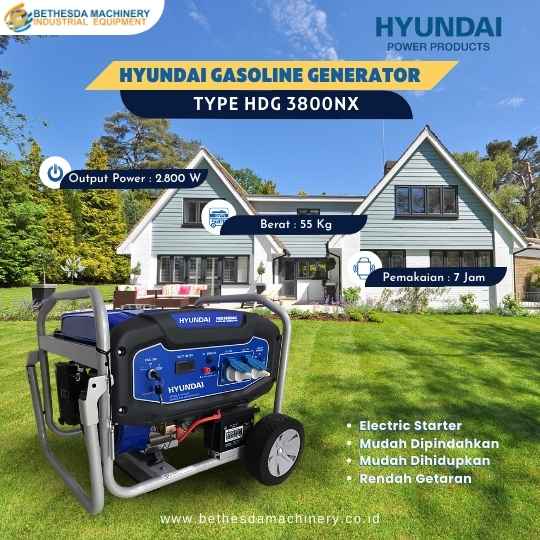 Genset Mini Portable Generator 2800W - 3000W Hyundai HDG 3800NX