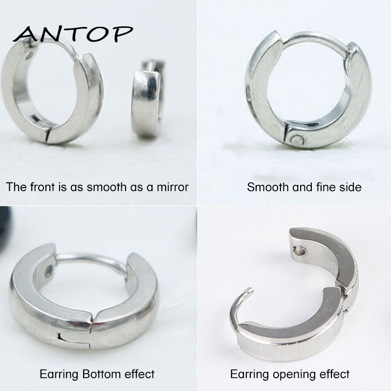 1 Pc Anting Stud Tindik Bahan Stainless Steel Warna Silver Gaya Korea Punk Gothic Untuk Unisex