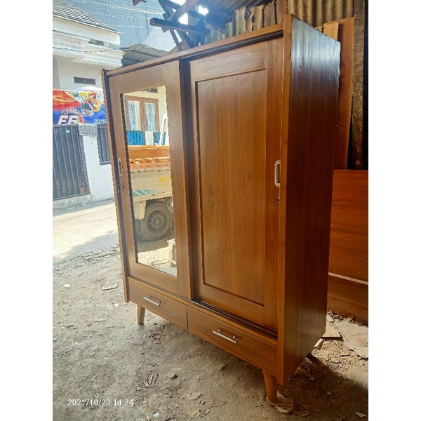 LEMARI MINIMALIS 2 PINTU SLIDING