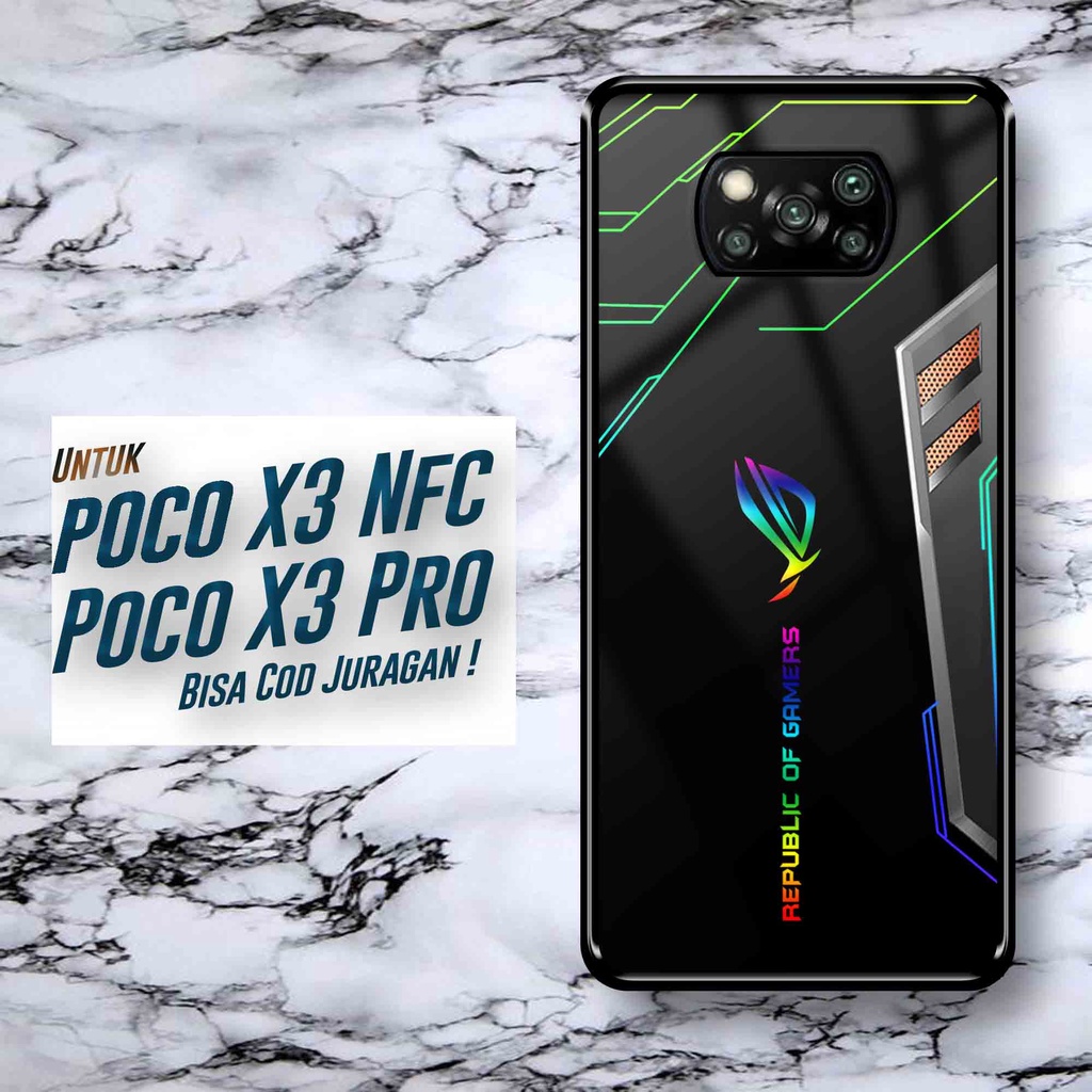 CA Case Hardcase Xiaomi POCO X3 X3 PRO X3 NFC Glossy Motif ROG Gaming Unik 2D Case Kilau Softcase Ca