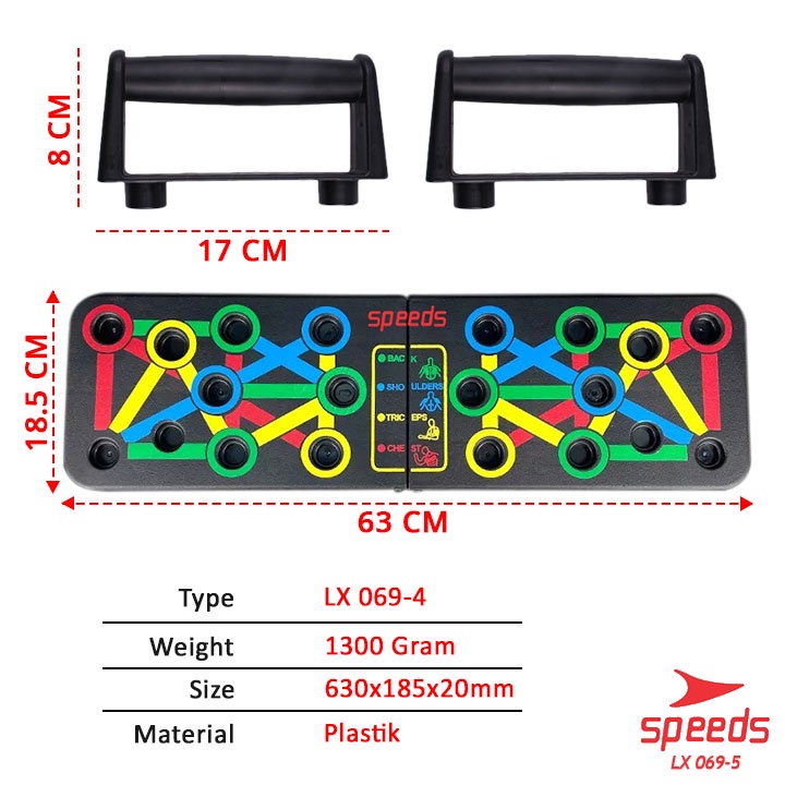 SPEEDS Push Up Board Alat Olahraga Push Up Stand Push Up Alat Gym Training Exercise Trainer Rack 069-5-8