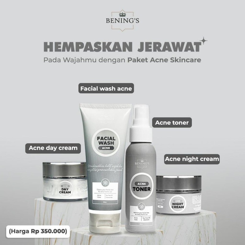 Jual Paket Acne Benings Skincare | Bening 's Clinic | Bening Skincare