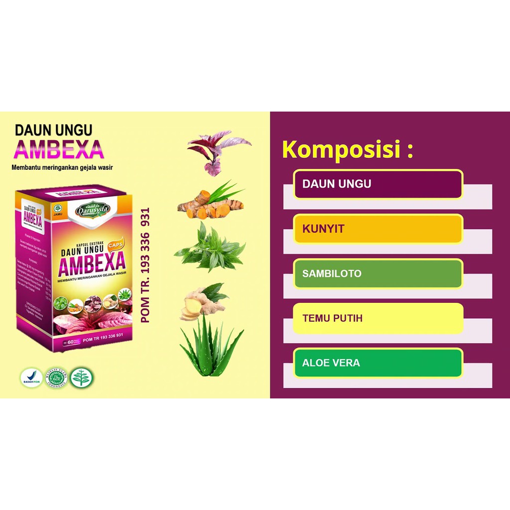 AMBEXA Obat Wasir Ambeien BAB Berdarah Sembelit Susah BAB Ambeyen Hemorhoid Herbal Alami Sudah BPOM