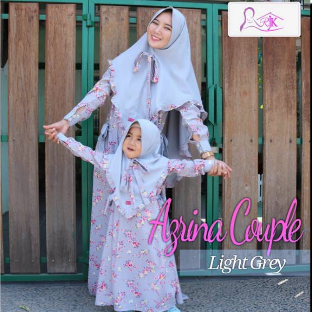 Gamis Set Couple Ibu Anak Warna Abu - Azrina Couple Dress Mom Kid Light Grey - Ori Premium by RJK