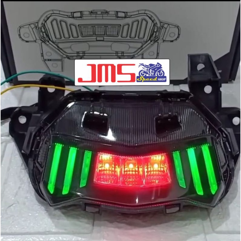 lampu stop aerox new belakang komplit set