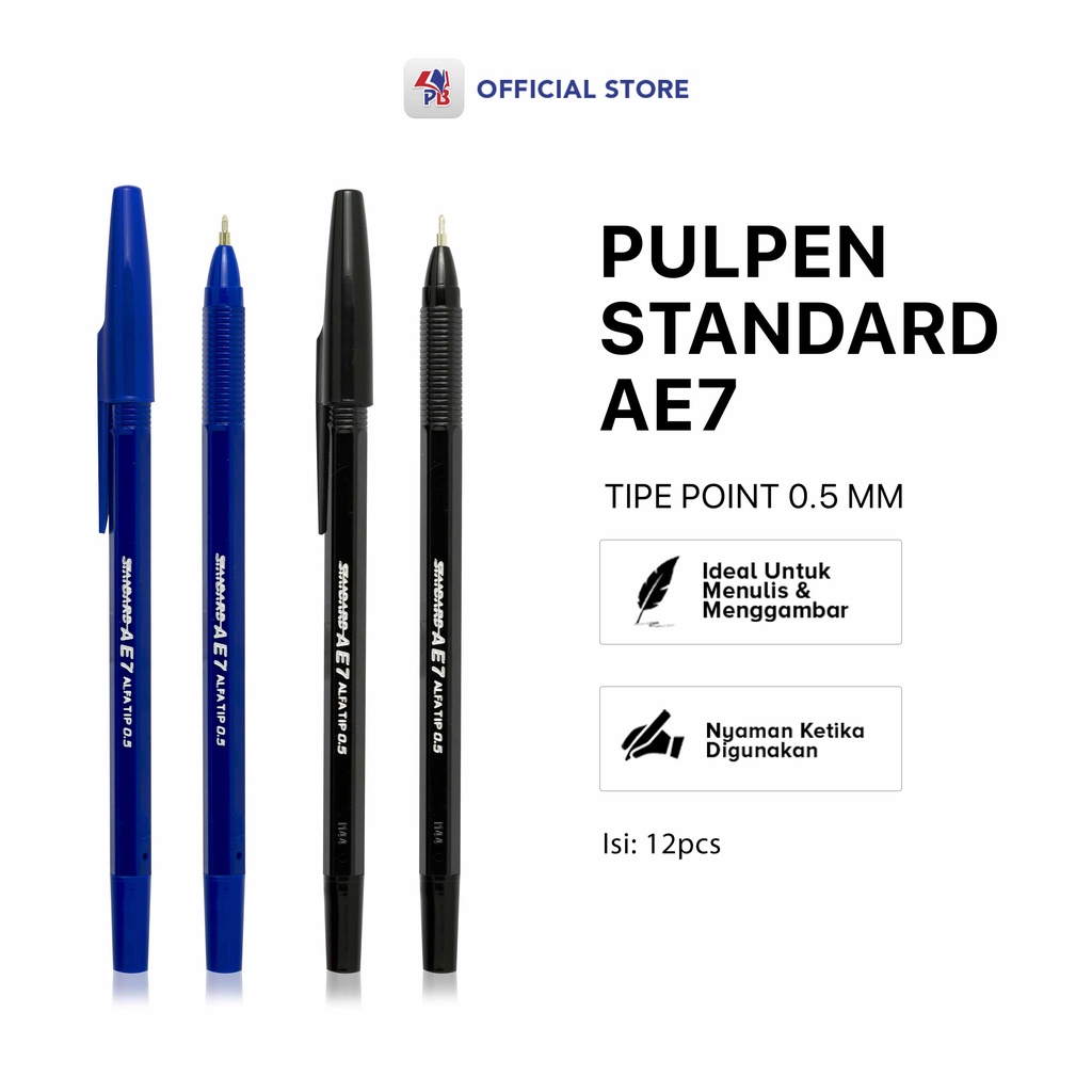 

Pulpen / Bolpoin / Ball Pen Standard AE7 0.5 mm Merek Bolpen No 1 Di Indonesia / PB EDUKASI ANAK - PBNB