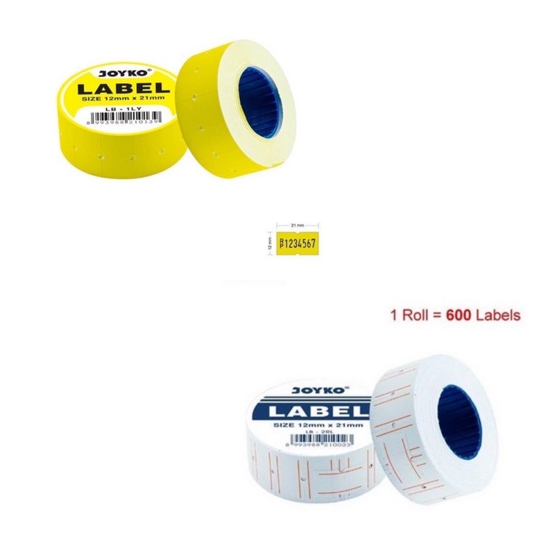 ( Ecer 1 Pc ) JOYKO PRICE LABEL - TAG STICKER LABEL HARGA 1 LINE 2 BARIS WHITE YELLOW - PUTIH / KUNING WHITE