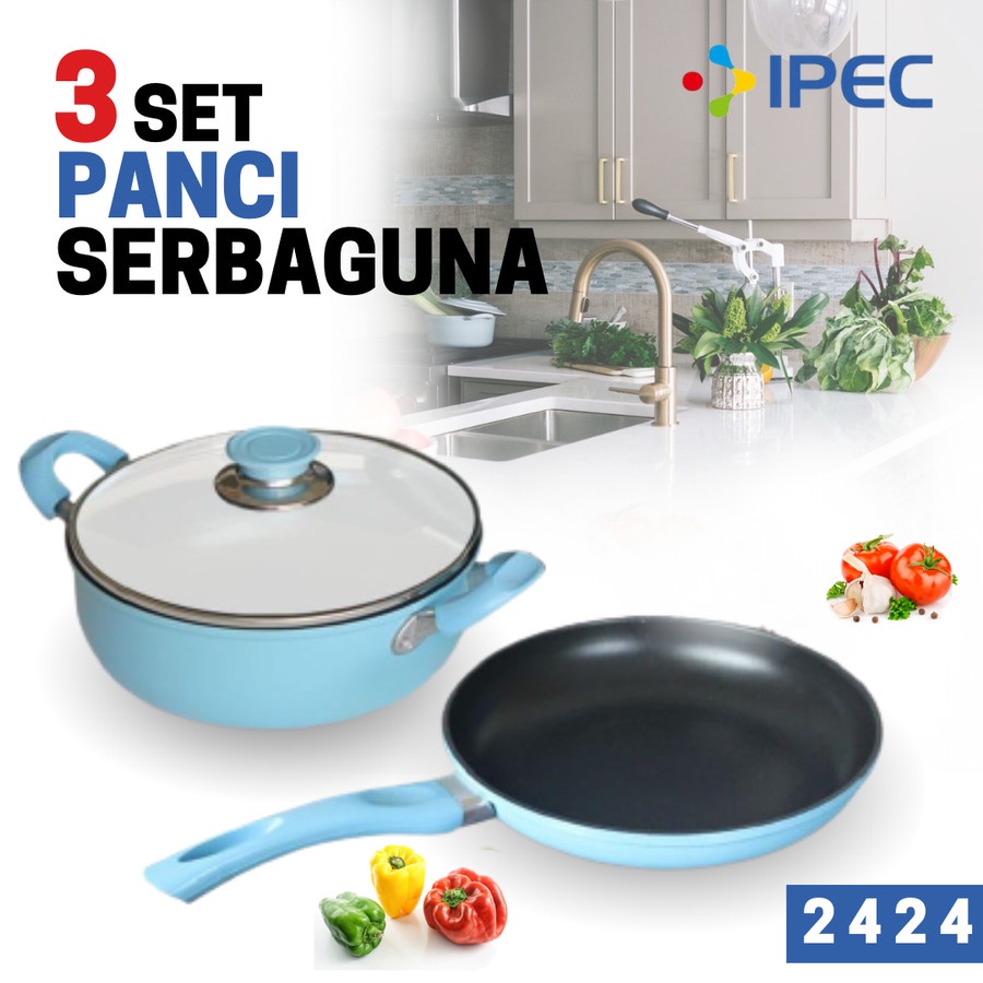 Panci set 3pcs serbaguna / Panci teflon anti lengket Panci berkualitas 2424