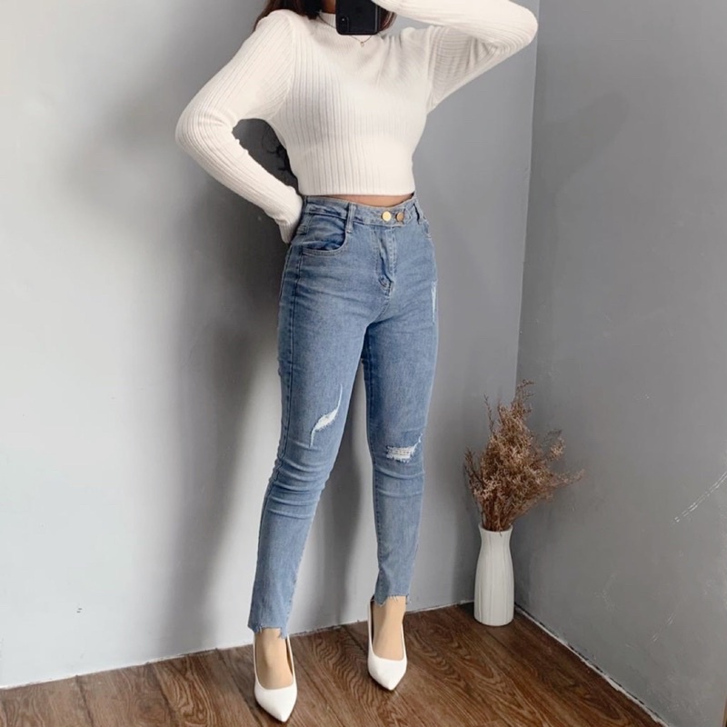 [LUXE.DLABEL] - E2 Jeans | Celana panjang Highwaist wanita Jeans import premium Jeans wanita polos ripped jeans High waist jeans wanita bkk Skinny Jeans High waist Baggy jeans Wideleg Jeans Kulot jeans Boyfriend jeans Wanita