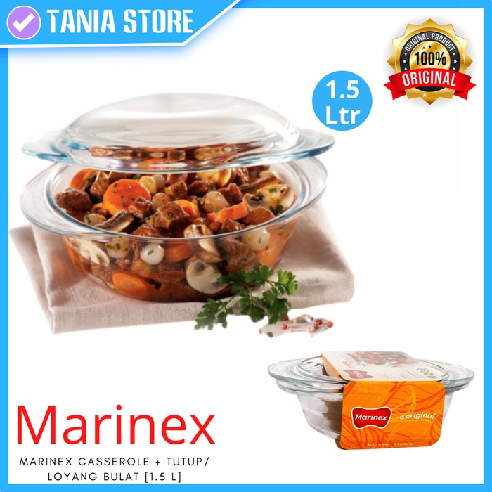 Loyang Kaca - Marinex Loyang Casserole + Tutup Kaca 1.5 L