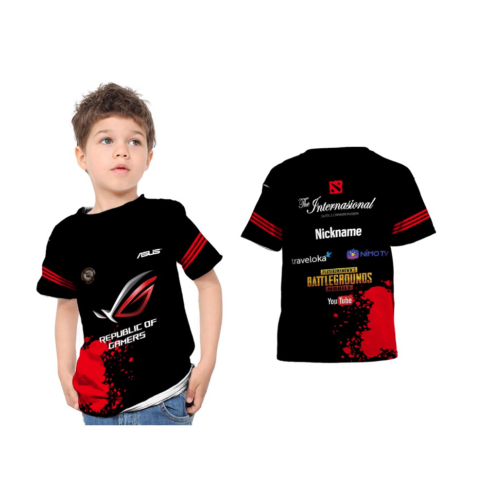 Baju Jersey Kaos Anak EVOS 2021 Esport Gaming Free Nickname ROG PUBG Fullprint