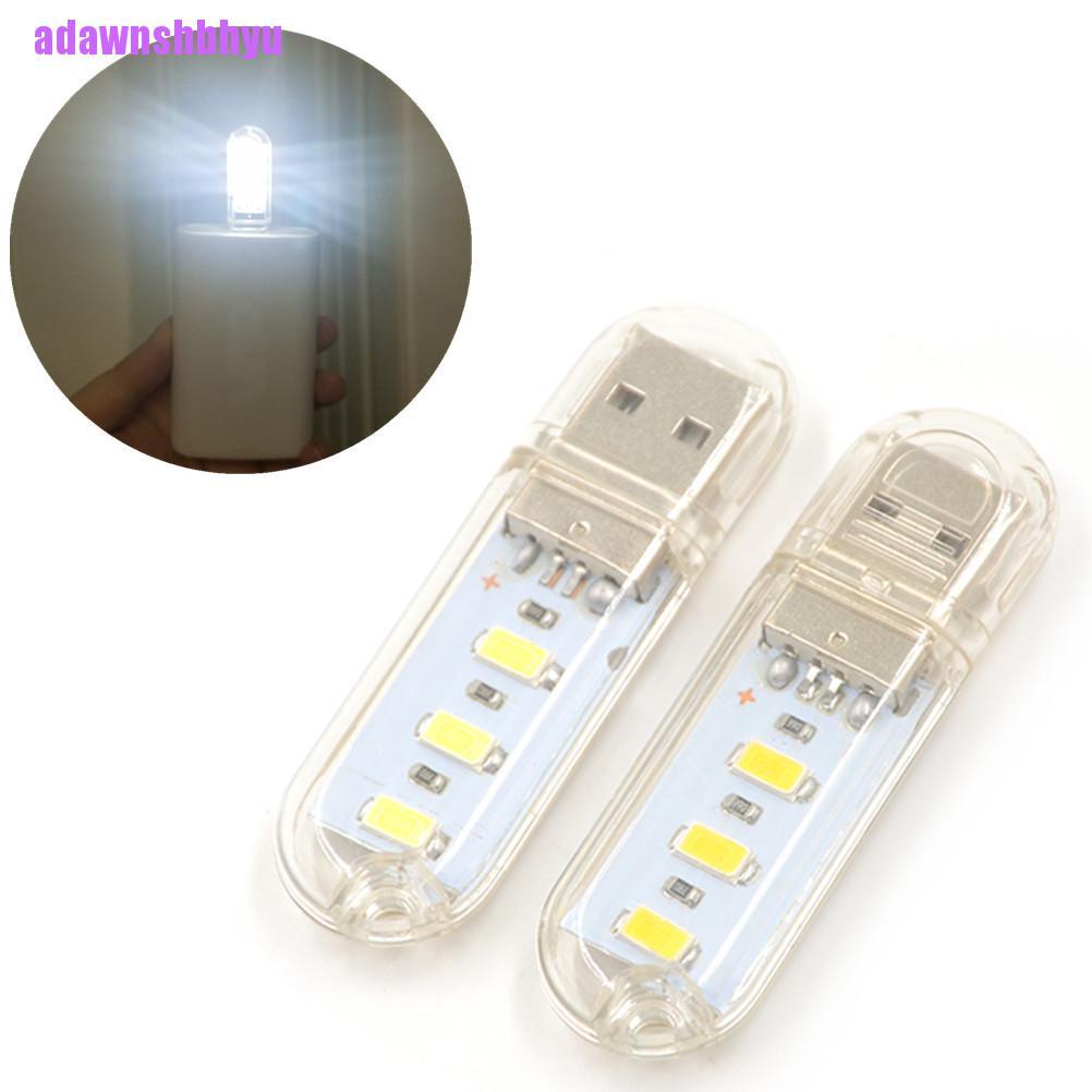 (adawnshbhyu) Lampu Bohlam LED Mini USB Untuk Camping / Membaca / Laptop