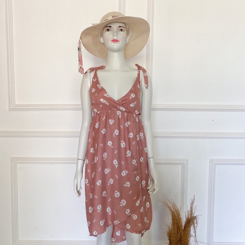 PEACH CARISSA DRESS | daster tali bahan rayon